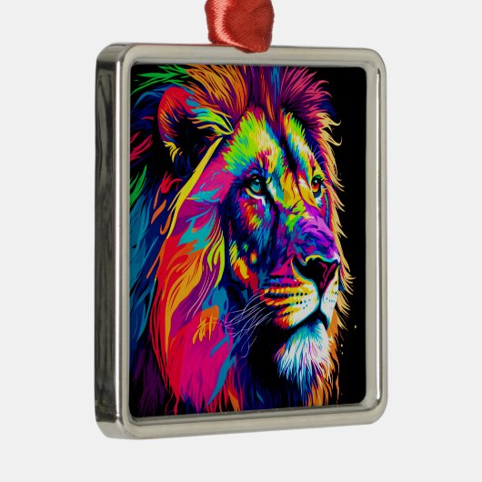 Abstraktes 3D-Lion-Portrait Digitale Kunst Ornament Aus Metall (Rechts)