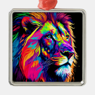 Abstraktes 3D-Lion-Portrait Digitale Kunst Ornament Aus Metall