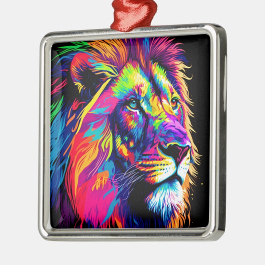 Abstraktes 3D-Lion-Portrait Digitale Kunst Ornament Aus Metall (Links)