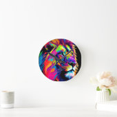 Abstraktes 3D-Lion-Portrait Digitale Kunst Runde Wanduhr (Zuhause)