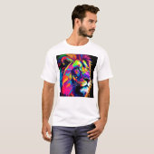 Abstraktes 3D-Lion-Portrait Digitale Kunst T-Shirt (Vorne ganz)