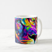 Abstraktes 3D-Löwenportrait Digitale Kunst Kaffeetasse (VorderseiteRechts)