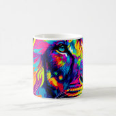 Abstraktes 3D-Löwenportrait Digitale Kunst Kaffeetasse (Mittel)
