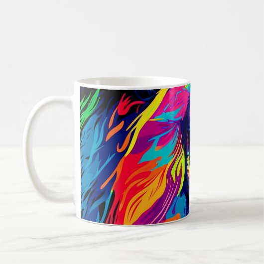 Abstraktes 3D-Löwenportrait Digitale Kunst Kaffeetasse (Links)