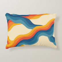 Abstraktes 70er Retro Orange Blaues Wellenstreifen