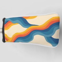 Abstraktes 70er Retro Orange Blaues Wellenstreifen