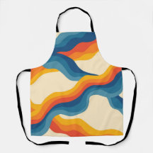 Abstraktes 70er Retro Orange Blaues Wellenstreifen