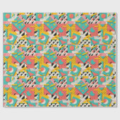 Abstraktes 80er 90s Retro Theme Wrapping Paper Geschenkpapier (Flach)