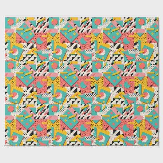 Abstraktes 80er 90s Retro Theme Wrapping Paper Geschenkpapier (Flach)