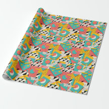 Abstraktes 80er 90s Retro Theme Wrapping Paper