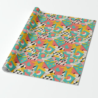 Abstraktes 80er 90s Retro Theme Wrapping Paper Geschenkpapier