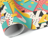 Abstraktes 80er 90s Retro Theme Wrapping Paper Geschenkpapier (Rolleneckpunkt)