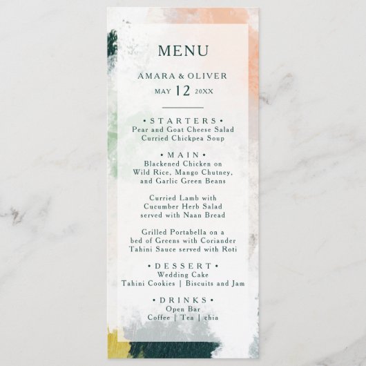 Abstraktes Abendmenü Menükarte (Vorderseite)