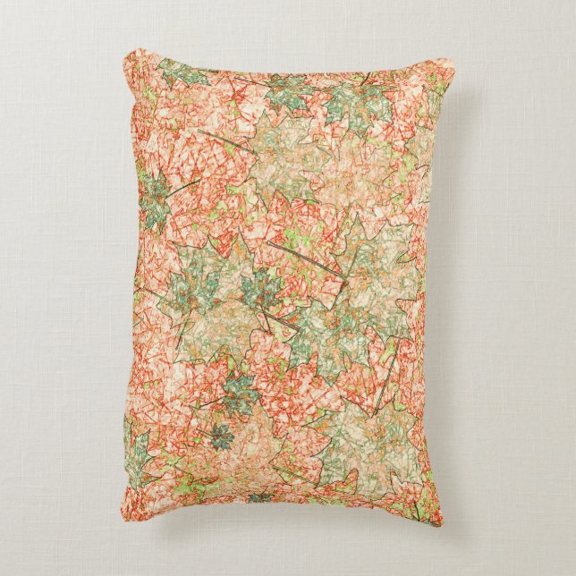 Abstraktes Acer Blätter auf zerkratztem Korallenbo Dekokissen (Rückseite(Vertikal))