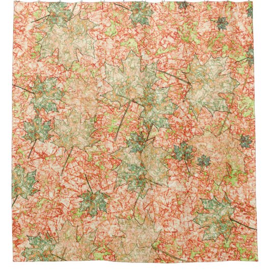 Abstraktes Acer Blätter auf zerkratztem Korallenbo Duschvorhang (Vorderseite)