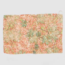 Abstraktes Acer Blätter auf zerkratztem Korallenbo Golfhandtuch