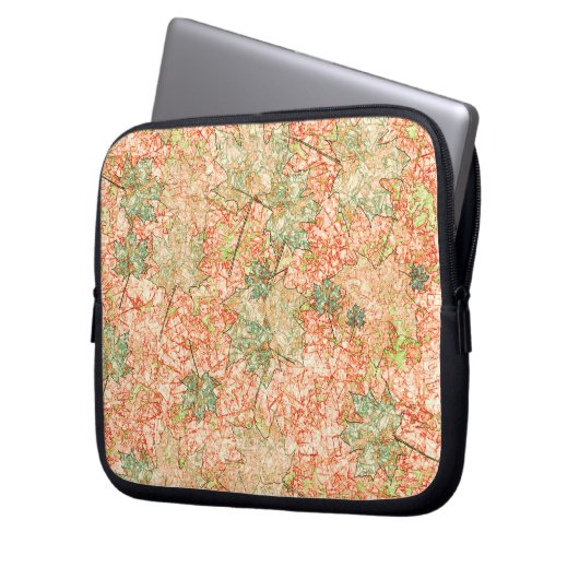Abstraktes Acer Blätter auf zerkratztem Korallenbo Laptopschutzhülle (Vorderseite Links)
