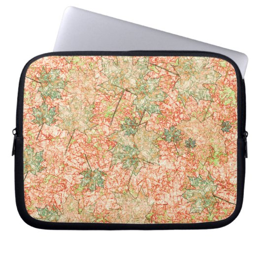 Abstraktes Acer Blätter auf zerkratztem Korallenbo Laptopschutzhülle (Vorderseite)