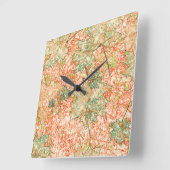 Abstraktes Acer Blätter auf zerkratztem Korallenbo Quadratische Wanduhr (Winkel)