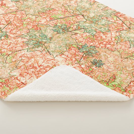 Abstraktes Acer Blätter auf zerkratztem Korallenbo Sherpadecke (3/4)