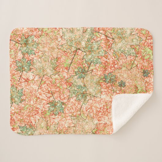 Abstraktes Acer Blätter auf zerkratztem Korallenbo Sherpadecke (Vorderseite (Horizontal))