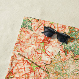 Abstraktes Acer Blätter auf zerkratztem Korallenbo Strandtuch