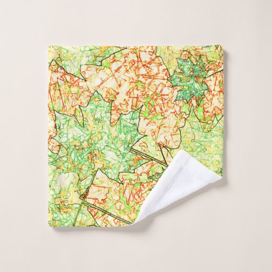 Abstraktes Acerblatt auf zerkratztem Boden, beige Badhandtuch Set (Waschlappen)