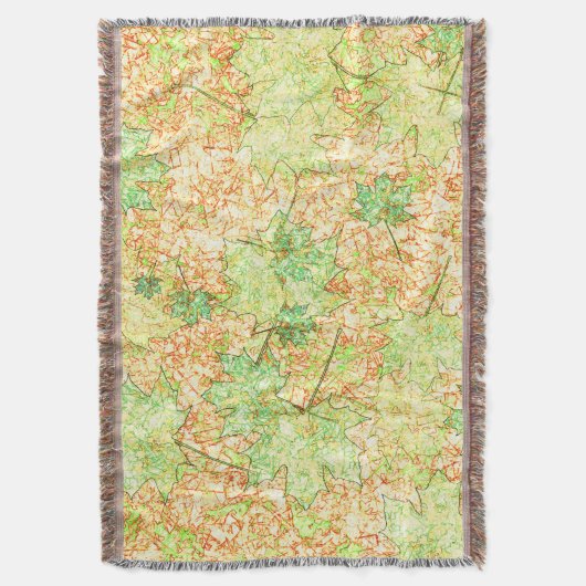 Abstraktes Acerblatt auf zerkratztem Boden, beige Decke (Vorderseite Vertikal)