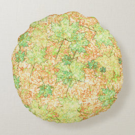 Abstraktes Acerblatt auf zerkratztem Boden, beige Rundes Kissen