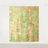 Abstraktes Acerblatt auf zerkratztem Boden, beige Wandteppich (Vorderseite)