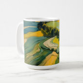 Abstraktes Ackerland und Grünes Weideland Kaffeetasse (Vorderseite Links)