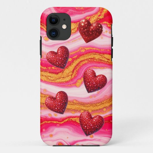 Abstraktes Acryl-Guss-Glitter-Herz Case-Mate iPhone Hülle (Rückseite)