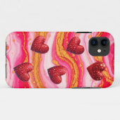 Abstraktes Acryl-Guss-Glitter-Herz Case-Mate iPhone Hülle (Rückseite (Horizontal))
