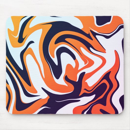 Abstraktes Acrylgelborange Flüssig-Muster  Mousepad (Vorne)