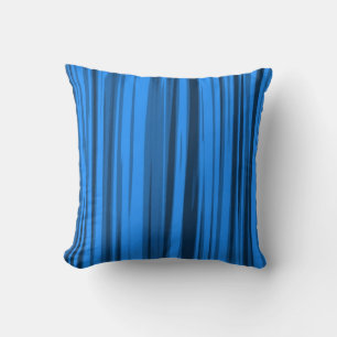 Abstraktes Acrylgemälde mit blauer Streifen Kissen