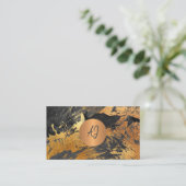 Abstraktes Acrylgemälde, schwarz mit Monogramm Visitenkarte (Stehend Vorderseite)