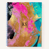 Abstraktes Acrylgold mit Monogramm Notizblock (Vorderseite)