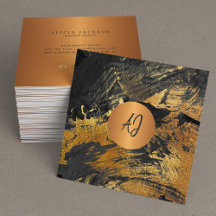 Abstraktes Acrylgold mit Monogramm