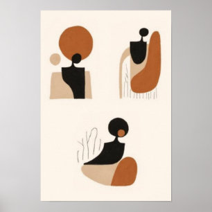 Abstraktes afrikanisches Frau-Wandkunst-Set   Mini Poster