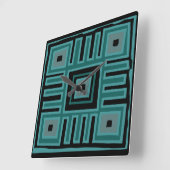 Abstraktes afrikanisches geometrisches Stammmuster Quadratische Wanduhr (Winkel)