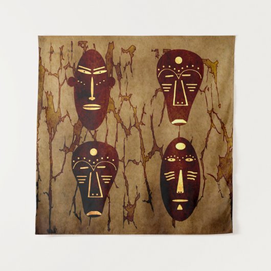 Abstraktes afrikanisches Stammesgebiet zeichnend Wandteppich (Vorderseite)