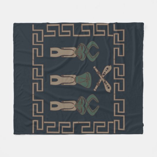 Abstraktes afrikanisches Stammesportrait Fleecedecke (Vorderseite (Horizontal))