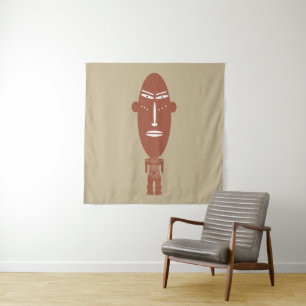 Abstraktes afrikanisches Stammesportrait Wandteppich