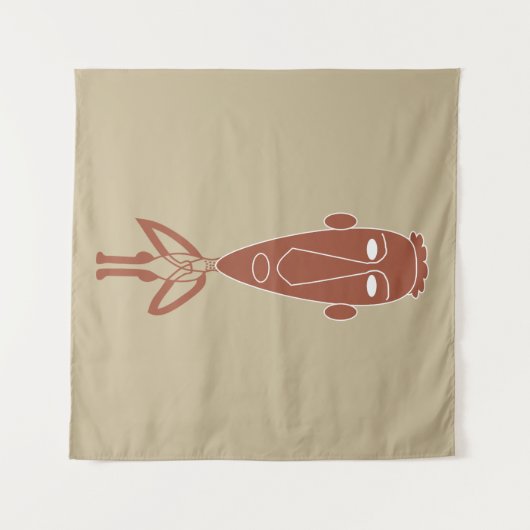 Abstraktes afrikanisches Stammesportrait Wandteppich (Vorderseite (Horizontal))