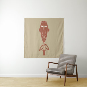 Abstraktes afrikanisches Stammesportrait Wandteppich