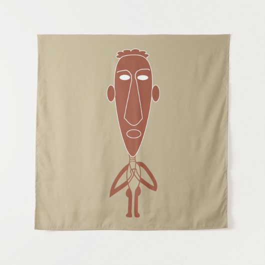 Abstraktes afrikanisches Stammesportrait Wandteppich (Vorderseite)