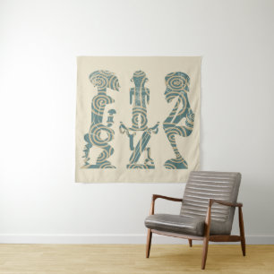 Abstraktes afrikanisches Stammesportrait Wandteppich
