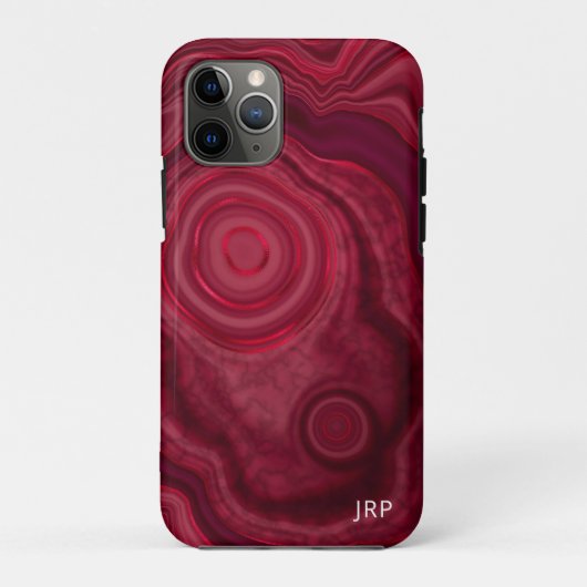 Abstraktes Agate-Muster für tiefe Rose mit Monogra Case-Mate iPhone Hülle (Rückseite)