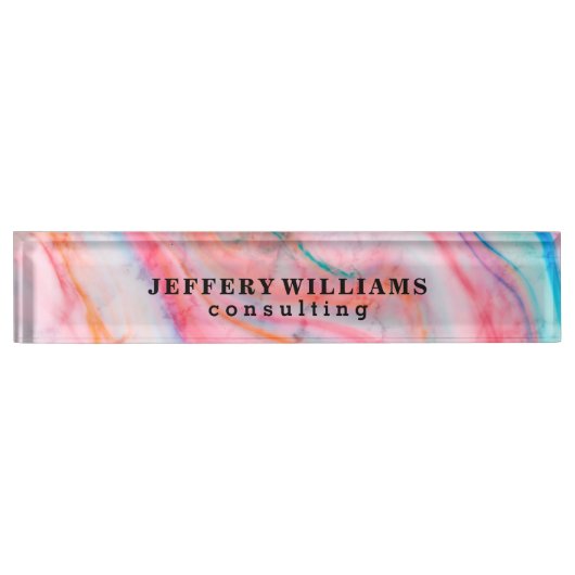 Abstraktes Agate Stone Muster Namensplakette (Vorderseite)