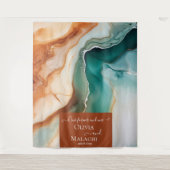 Abstraktes Agate Terracotta Hochzeit Foto Hintergr Wandteppich (Vorderseite)